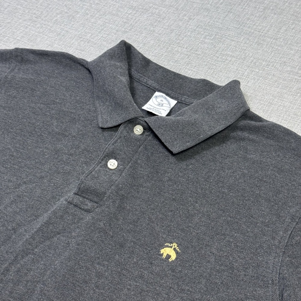 Brooks Brothers Performance Slim Fit Polo Shirt Mens XL Gray 100% Cotton